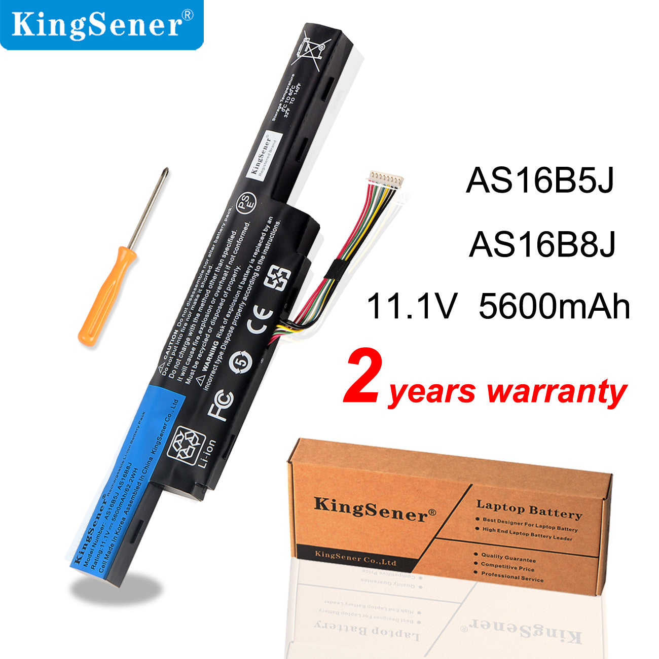 KingSener AS16B5J AS16B8J Laptop Battery for Acer Aspire E5-575G-53VG 3ICR19/66-2 5600mAh/61.3WH