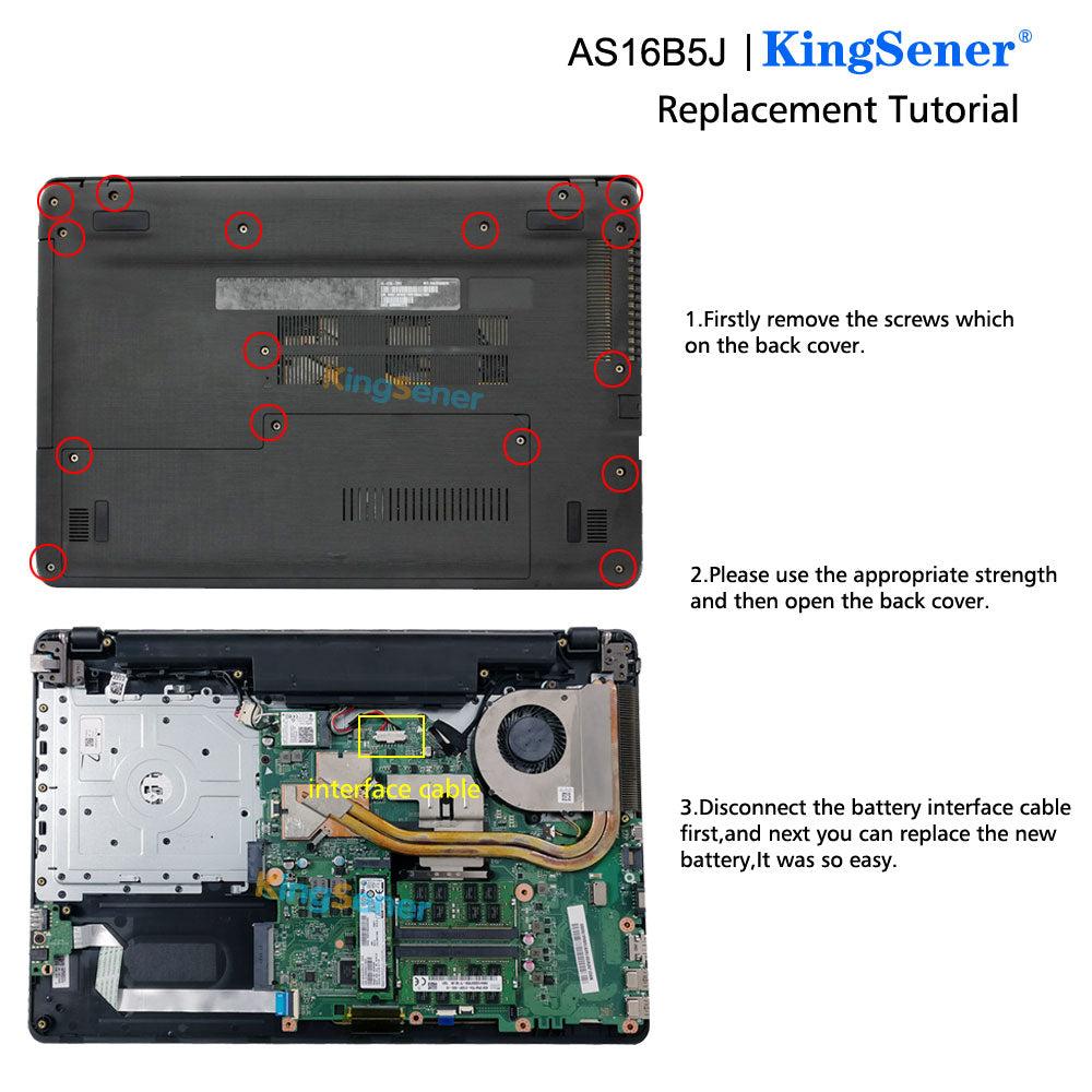 KingSener AS16B5J AS16B8J Laptop Battery for Acer Aspire E5-575G-53VG 3ICR19/66-2 5600mAh/61.3WH