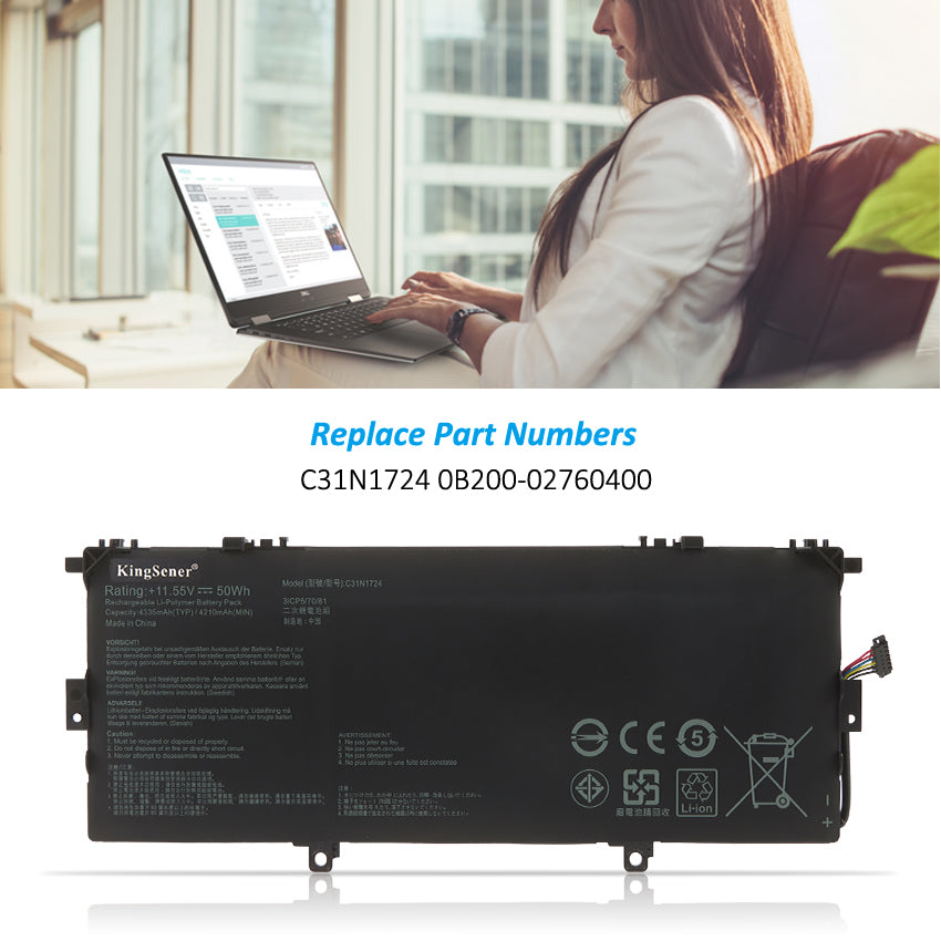 ASUS-ZenBook-50WH-4335mAh-C31N1724-Laptop-Battery