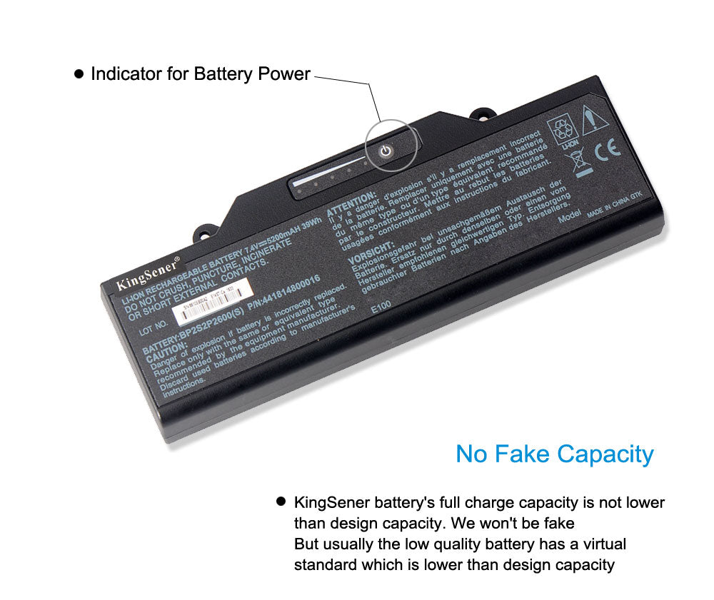 KingSener BP2S2P2600(S) Laptop Battery For Getac E100 Notebook Battery BP2S2P2600(S) P/N:441814800016 BP2S2P2050(S)(P)