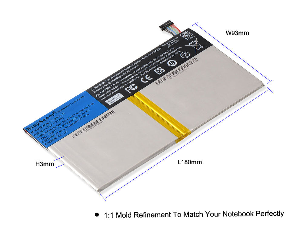 Batería nueva KingSener C12N1320 para ASUS Transformer Book T100, T100T, T100TA, T100TA-C1, 3,85 V, 31 Wh