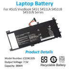 KingSener C21N1335 全新筆記本電池 適用於華碩 VivoBook S451 S451LA S451LB S451LN 系列超極本 7.5V 38WH