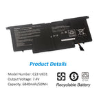 KingSener C22-UX31 Laptop Battery for ASUS Zenbook UX31 UX31A UX31E UX31E-DH72 C22-UX31 C23-UX31 7.4V 50WH/6840mAh