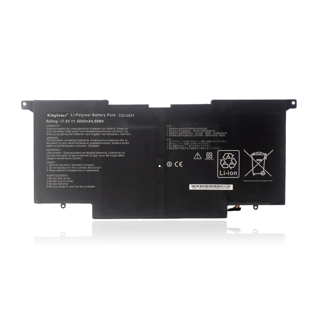 KingSener C22-UX31 Laptop Battery for ASUS Zenbook UX31 UX31A UX31E UX31E-DH72 C22-UX31 C23-UX31 7.4V 50WH/6840mAh