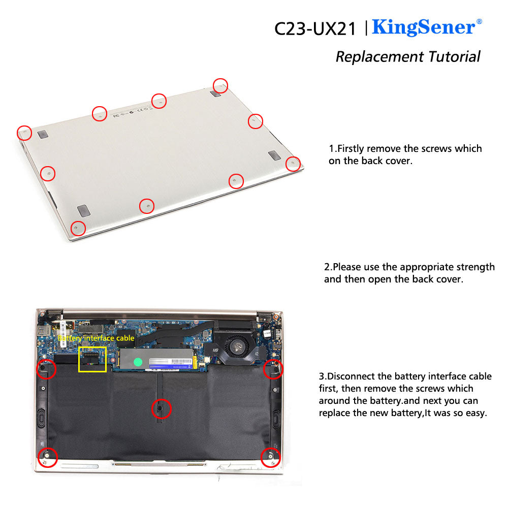 C23-UX21 Laptop Battery for ASUS ZenBook UX21A UX21E | 7.4V 4800mAh
