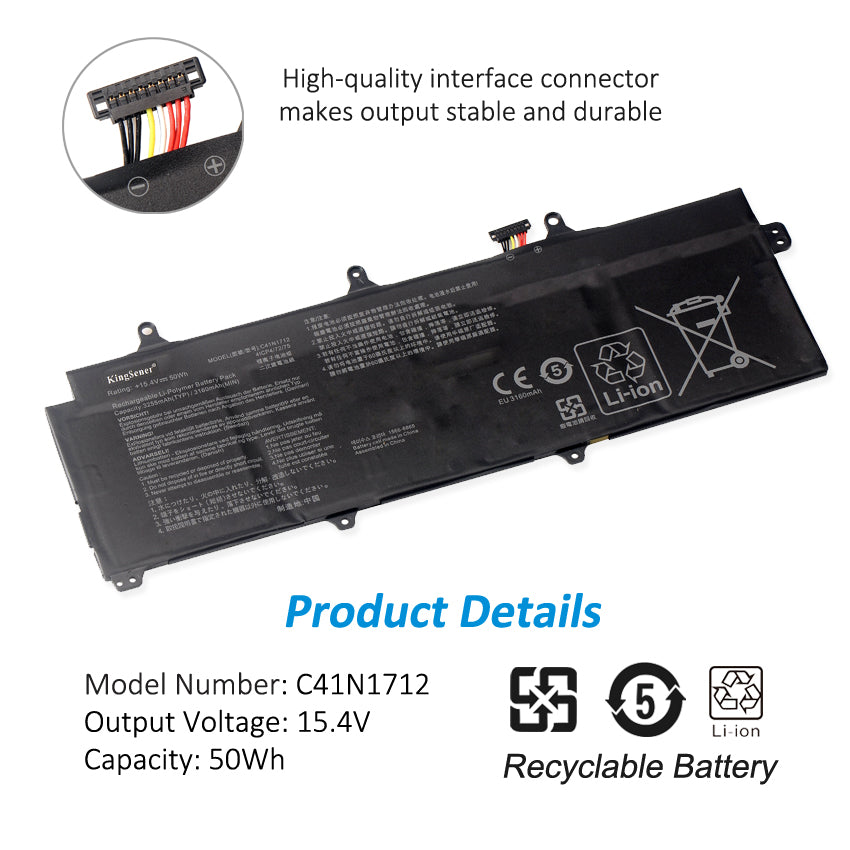 Kingsener C41N1712 筆記本電池 適用於華碩 Zephyrus GX501 GX501Vl GX501GI GX501G GX501GM GX501GS GX501VSK GX501VS-XS71