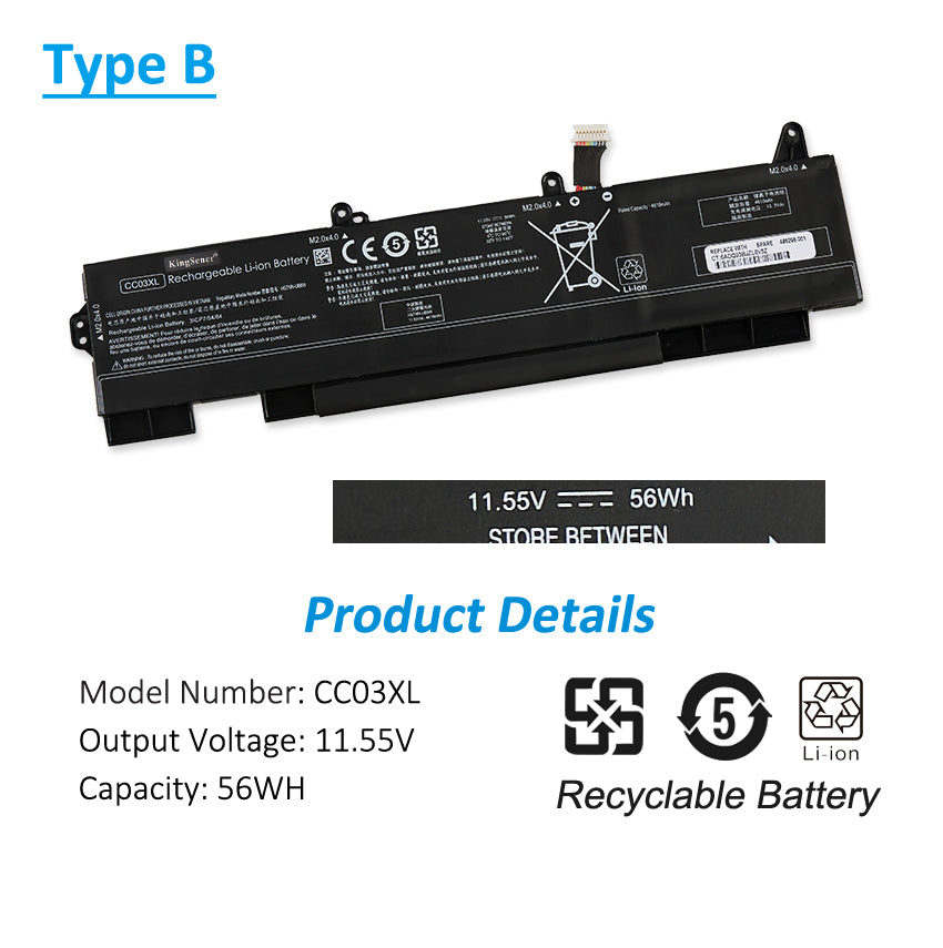 Kingsener CC03XL Laptop Battery For HP EliteBook 830 835 840 845 G7 ZBook FIREFLY 14 G8 MT32 MT46 L78555-005 11.55V 56WH