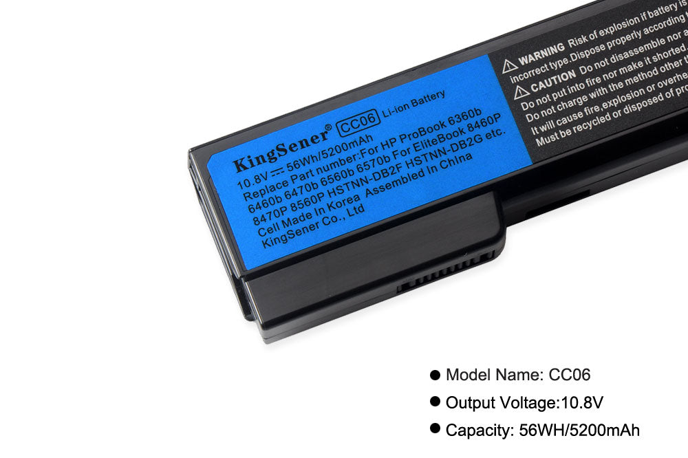 Kingsener 筆記本電腦電池 CC06 CC06XL 適用於 EliteBook 8460p 8460w 8570p 8560p 8760p ProBook 6360b 6460b 6470b 6560b 6570b 6360b