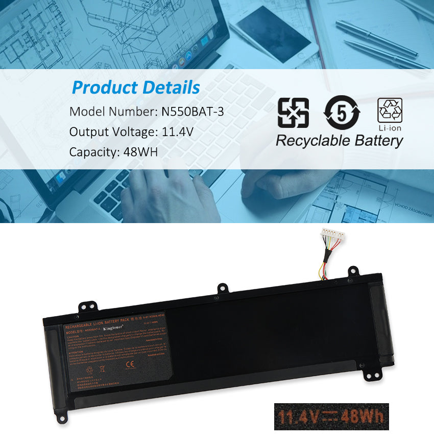 Clevo-48WH-N550BAT-3-02-Laptop-Battery