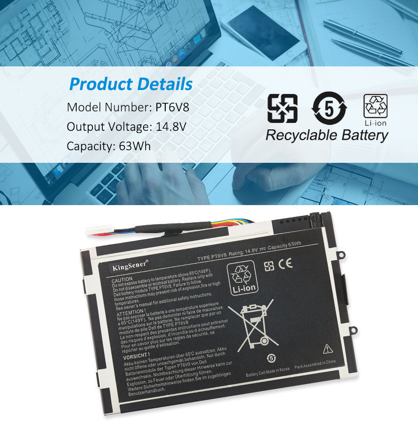 DELL-Alienware-PT6V8-Laptop-Battery-63WH