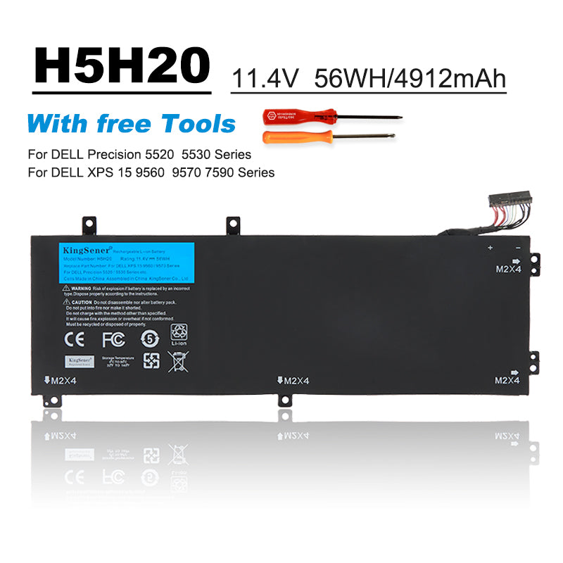 Kingsener H5H20 Laptop Battery Replacement For DELL XPS 15 9560 9570 15-9560-D1845 Precision M5520 5530 62MJV M7R96 05041C 5D91C 11.4V 56Wh