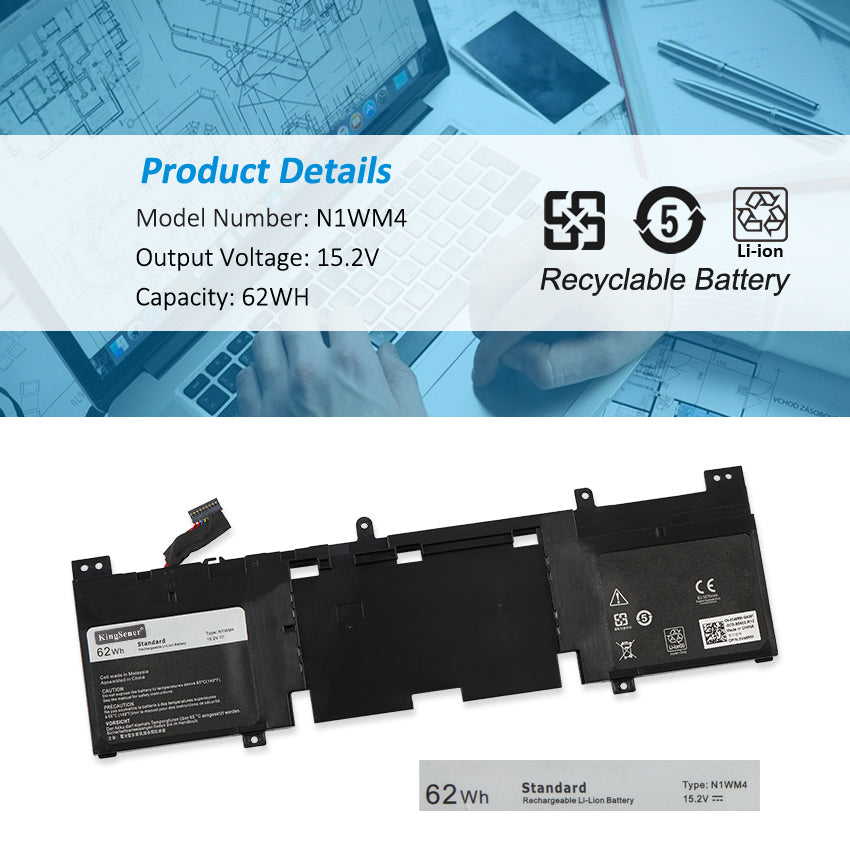 Dell-Alienware-62WH-4079mAh-3V806 N1WM4-Laptop-Battery
