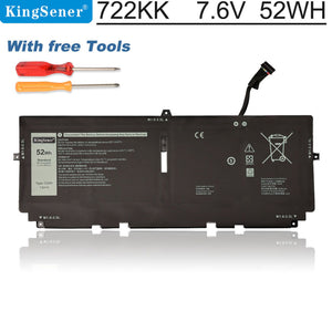Batterie Pour PC Portable Dell XPS 13 9300/9310/9380 - 52Wh 7.6V Modèle 722KK - Remplacement OEM