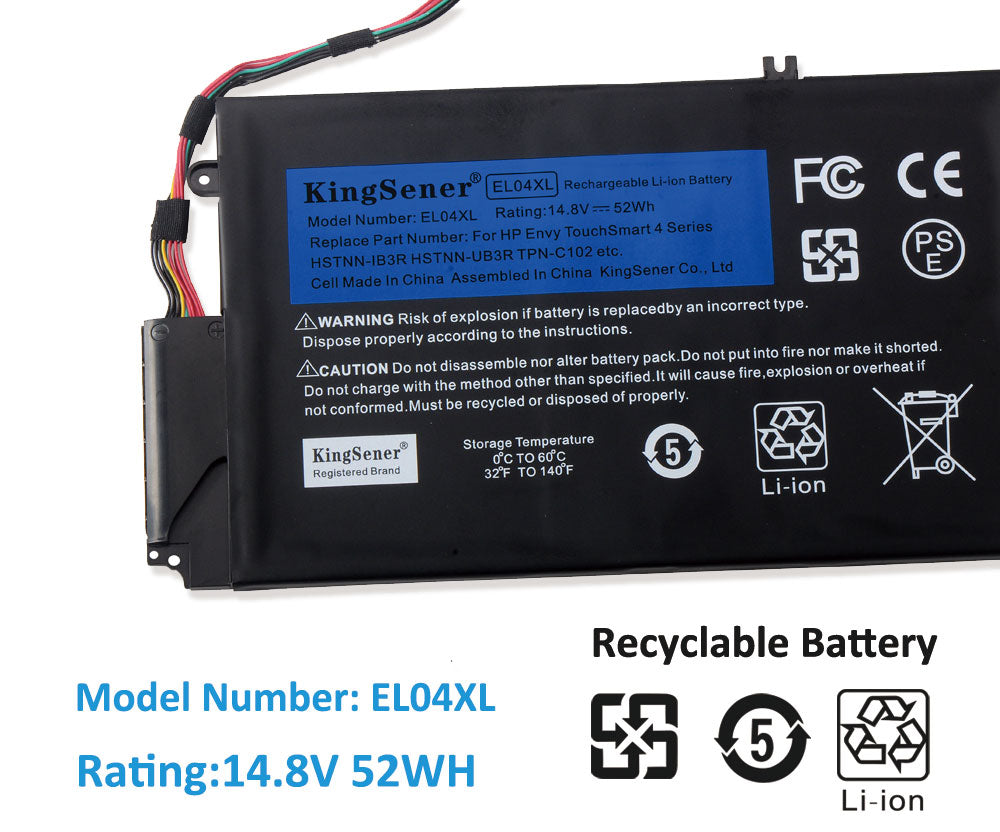 Kingsener EL04XL Laptop Battery for ENVY 4-1126TU 4-1151er 4-1007TX 4-1008tx 4-1218TU 4-1030US HSTNN-UB3R 681949-001