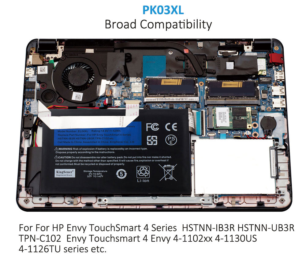 Kingsener EL04XL Laptop Battery for ENVY 4-1126TU 4-1151er 4-1007TX 4-1008tx 4-1218TU 4-1030US HSTNN-UB3R 681949-001