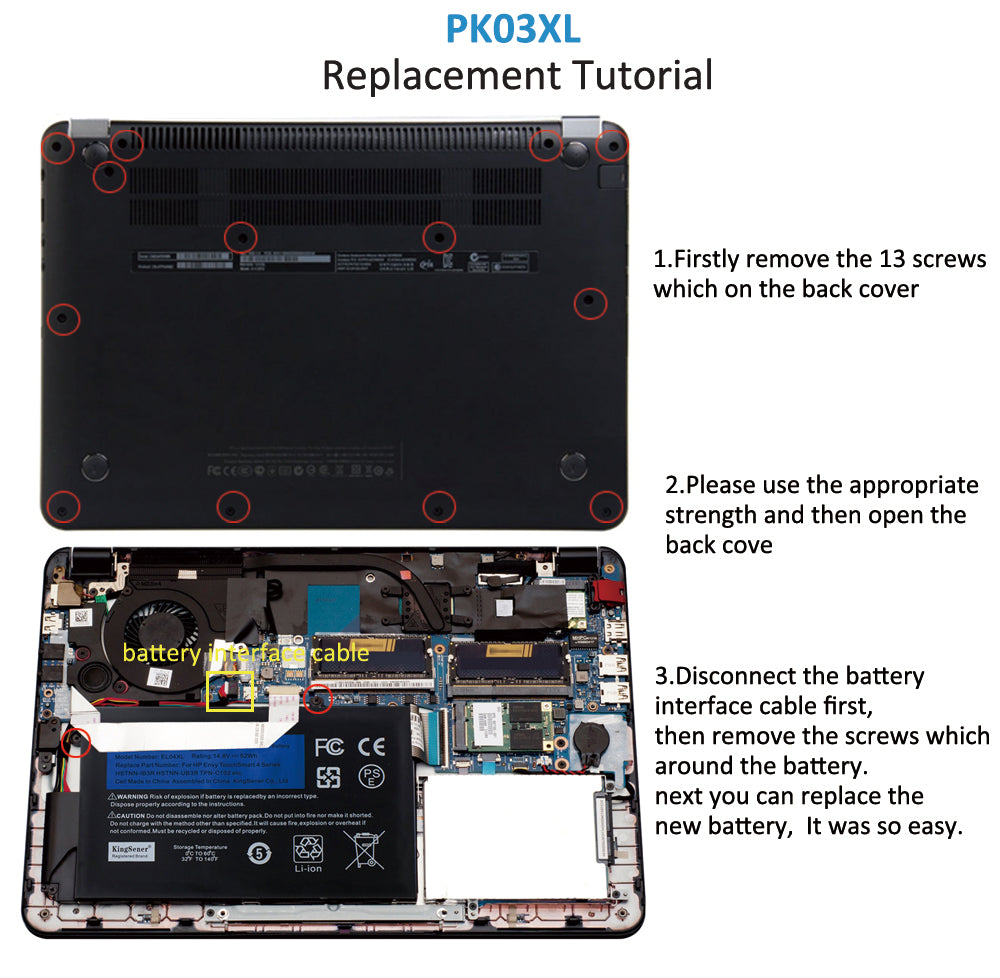 Kingsener EL04XL Laptop Battery for ENVY 4-1126TU 4-1151er 4-1007TX 4-1008tx 4-1218TU 4-1030US HSTNN-UB3R 681949-001