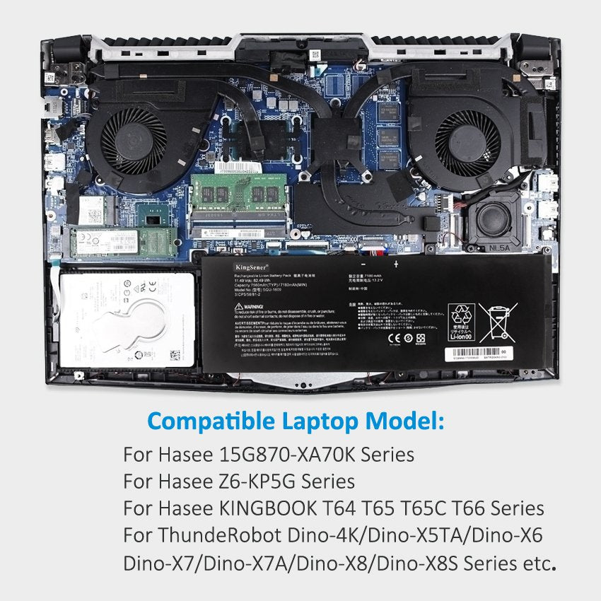 Hasee-KINGBOOK-SQU-1609-7560mAh-82.49WH-Laptop-Battery