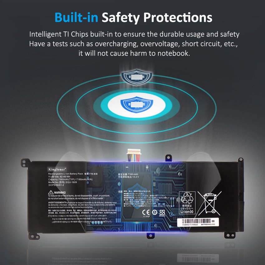 Hasee-KINGBOOK-SQU-1609-7560mAh-82.49WH-Laptop-Battery
