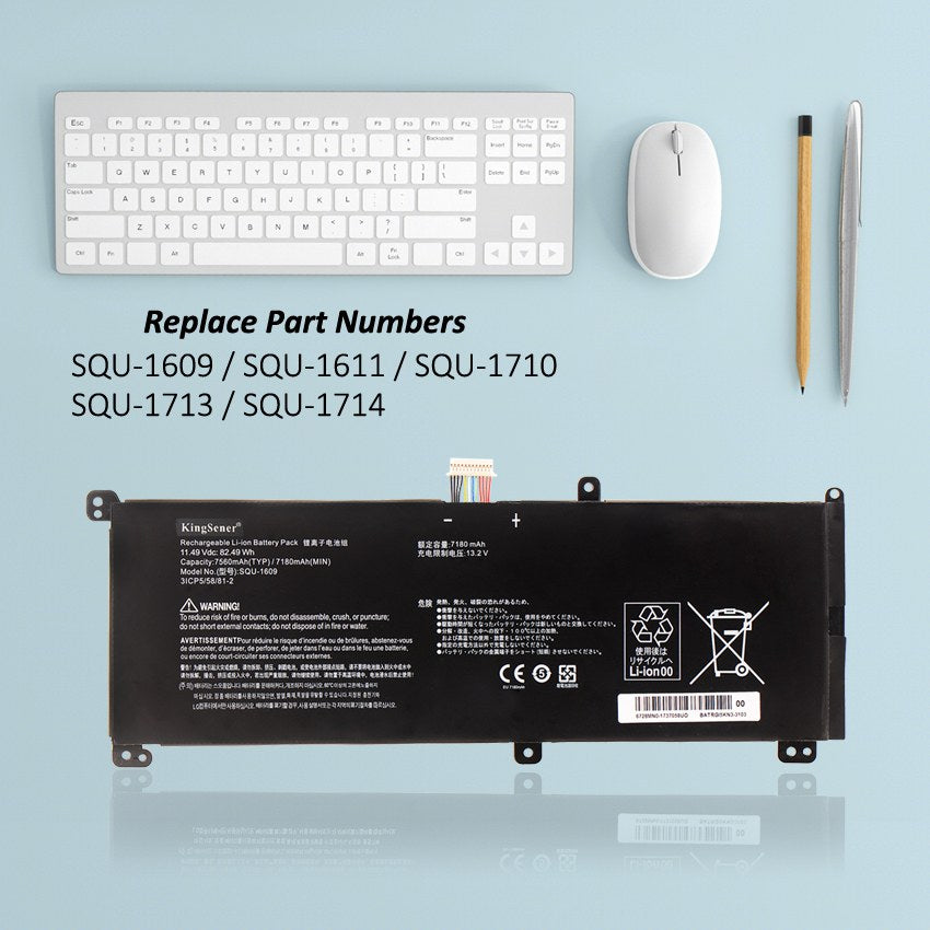 Hasee-KINGBOOK-SQU-1609-7560mAh-82.49WH-Laptop-Battery