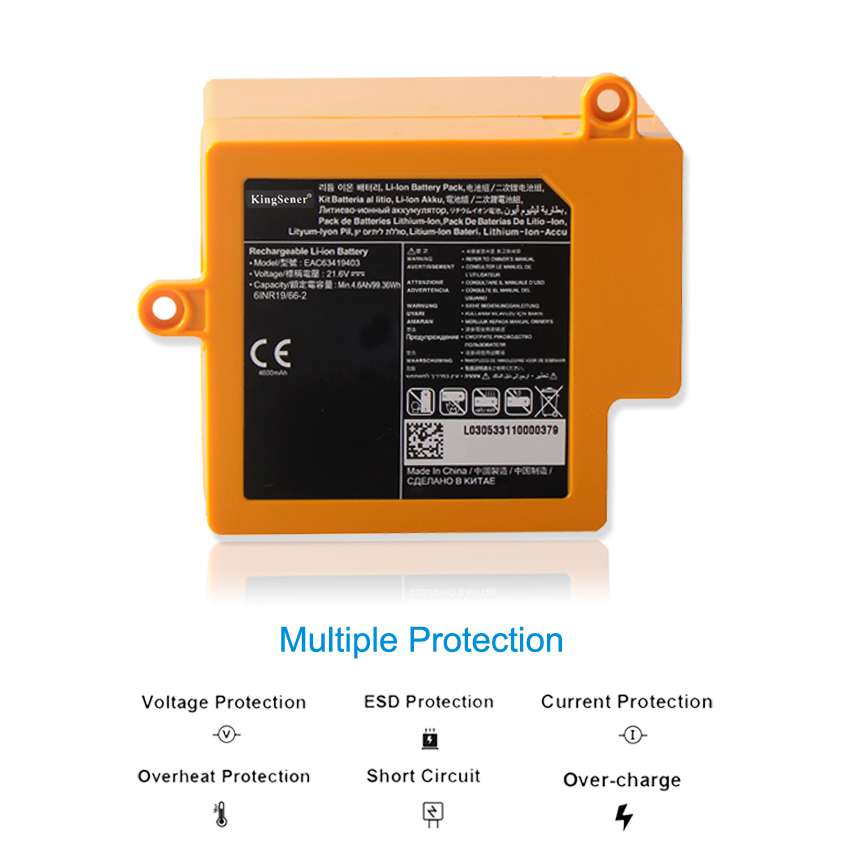 KingSener Vacuum Cleaner Rechargeable Battery For LG R9 R9MASTER EAC63419403 EAC63419401 EAC63419402 EAC64578401 21.6V 4.6Ah/99.36WH