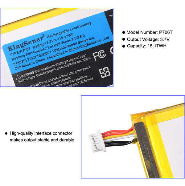 KingSener P706T Tablet battery for DELL Venue 7 Venue 8 series