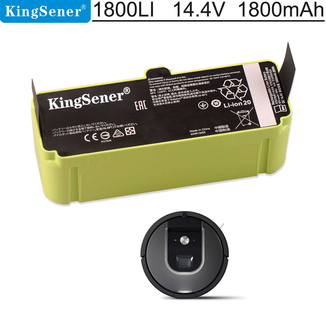 iRobot Roomba 980 960 880 650 Battery Replacement — 14.4V 1800mAh